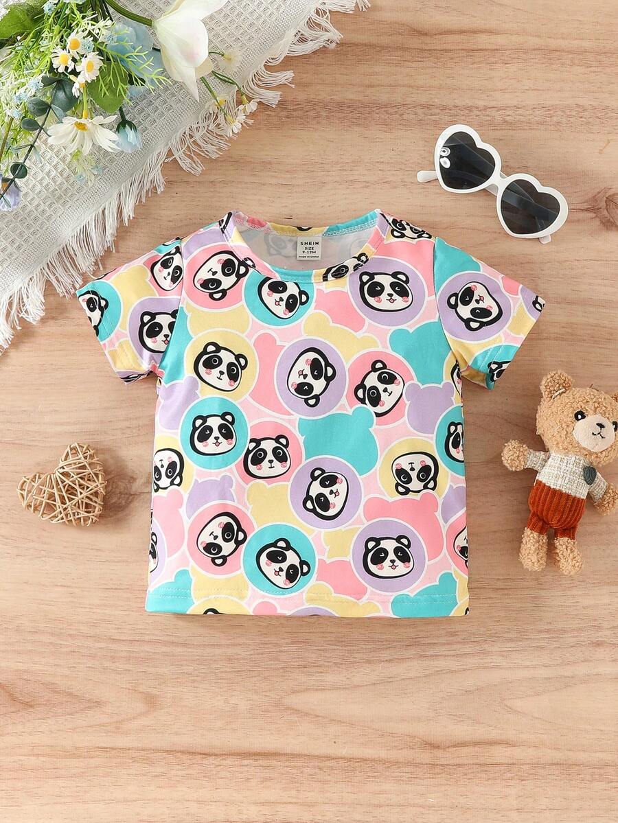 SHEIN Tops em bé Hoạt hình Tất cả trên in - Nhiều màu - Xem 1