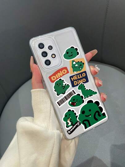 كفر هاتف شفاف طباعة رسوم كارتون ديناصور