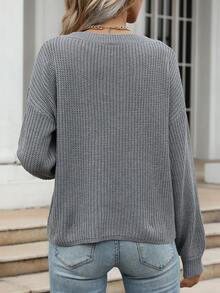 Solid Drop Shoulder Jumper - Grey - View 2