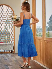Simplee 荷葉邊吊帶裙伴娘禮服 - 藍色 - 查看 2