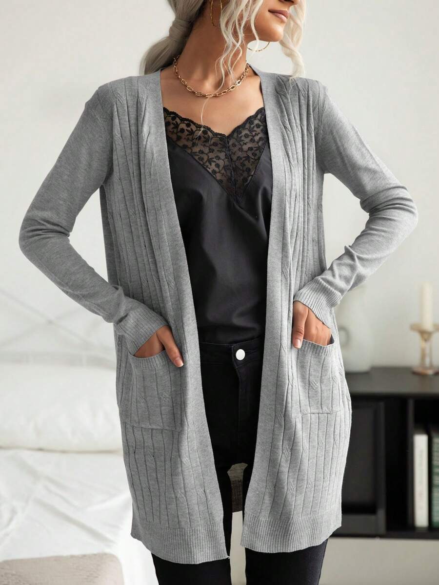 Cárdigan informal con diseño de bolsillos dobles