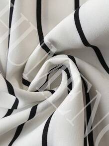 SHEIN LUNE Striped Self-Tie Cami Top & Wide-Leg Trousers Set - Black and White - View 5