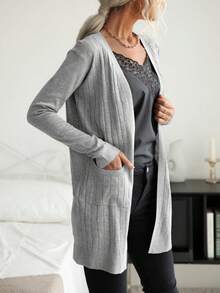 Cárdigan informal con diseño de bolsillos dobles