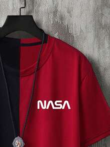 Manfinity Homme Men Plus Letter Graphic Two Tone Tee - Multicolor - View 3