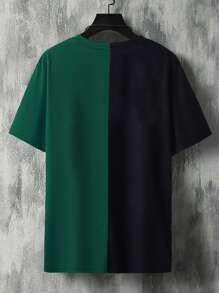Manfinity Homme Men Plus Letter Graphic Two Tone Tee - Multicolor - View 2
