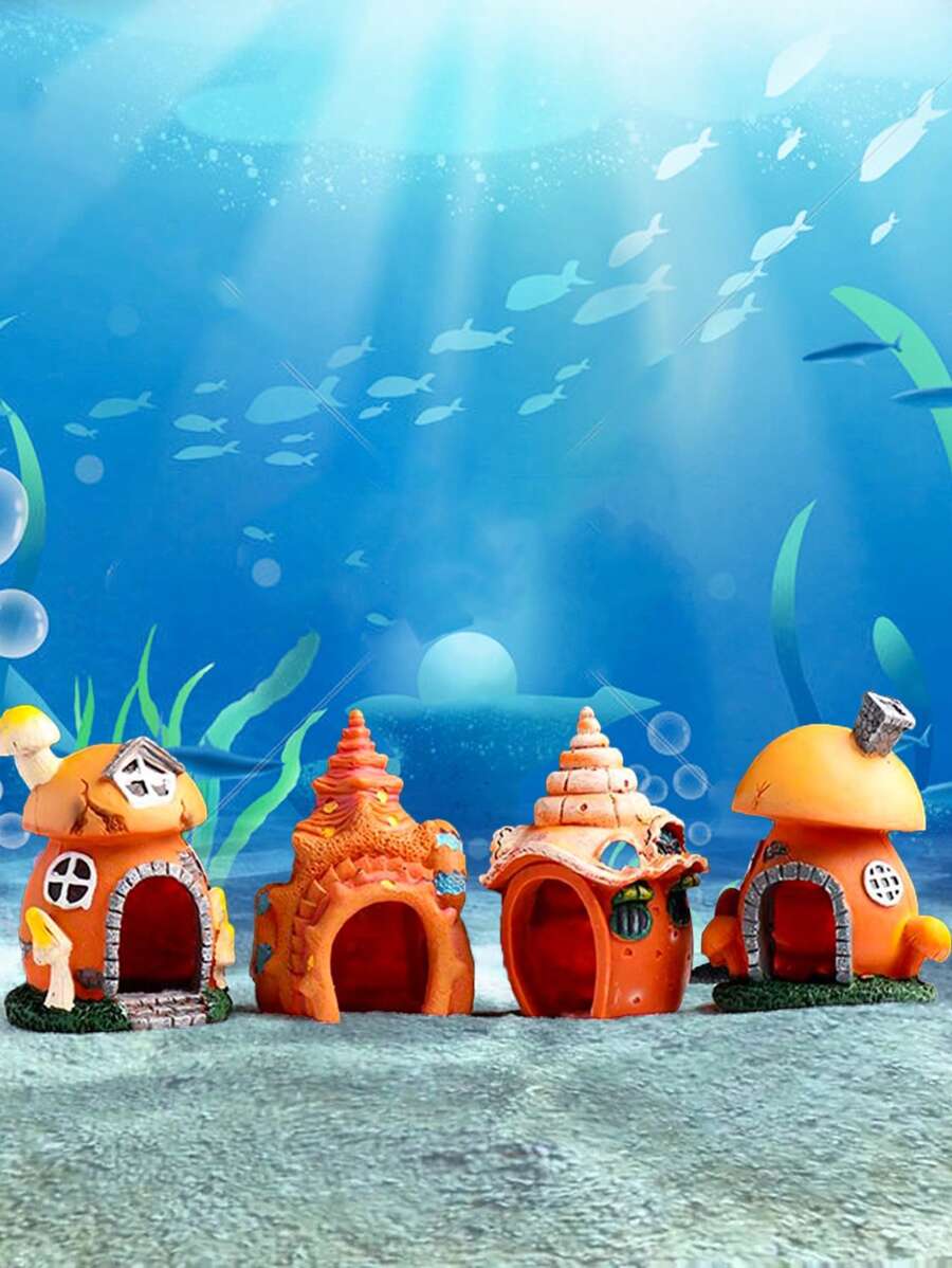 1個貝殼蘑菇屋水族箱裝飾品 - 彩色 - 查看 1