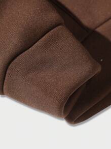 ROMWE MEN 男士蝴蝶印花帶帽保暖連帽衫 - 咖啡棕 - 查看 3