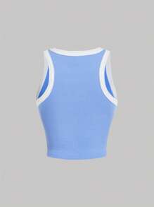 SHEIN MOD Contrast Binding Tank Top - Baby Blue - View 3