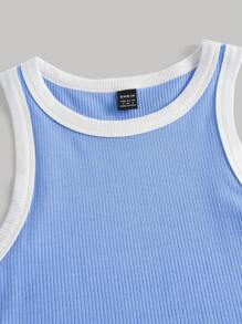 SHEIN MOD Contrast Binding Tank Top - Baby Blue - View 4