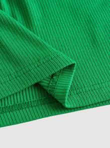 SHEIN MOD 前扭結抹胸上衣 - 綠色 - 查看 4
