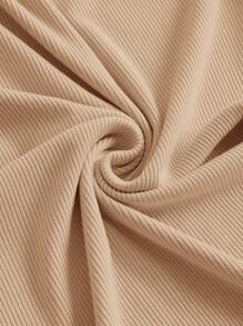 SHEIN MOD Tie Front Ruched Bust Tie Shoulder Cami Dress - Khaki - View 4