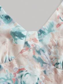 SHEIN MOD Vestido con estampado floral fruncido de muslo con abertura