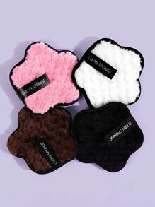 4Pcs Flower Shaped Makeup Remover Puff  Soft Skin Makeup Remover Facial Sponge - Multicolor - View 2