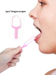 1Pc Tongue Scraper,Tongue Cleaner Tongue Brush Copper Tongue Gum Tongue Oral Cleaning Tool Oral Hygiene Tool - Pink - View 1
