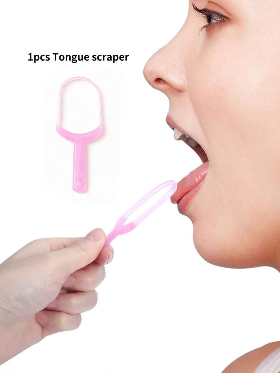 1Pc Tongue Scraper,Tongue Cleaner Tongue Brush Copper Tongue Gum Tongue Oral Cleaning Tool Oral Hygiene Tool - Pink - View 1