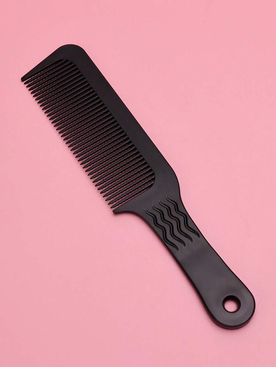 髮梳,1入組黑色塑料剪髮梳美髮沙龍平滑頭髮直發梳子波浪狀梳子解結梳 - 黑色 - 查看 1