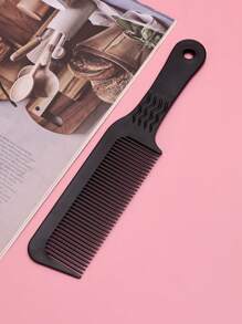 髮梳,1入組黑色塑料剪髮梳美髮沙龍平滑頭髮直發梳子波浪狀梳子解結梳 - 黑色 - 查看 6