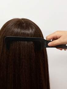 髮梳,1入組黑色塑料剪髮梳美髮沙龍平滑頭髮直發梳子波浪狀梳子解結梳 - 黑色 - 查看 7