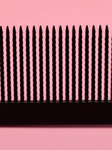 髮梳,1入組黑色塑料剪髮梳美髮沙龍平滑頭髮直發梳子波浪狀梳子解結梳 - 黑色 - 查看 11