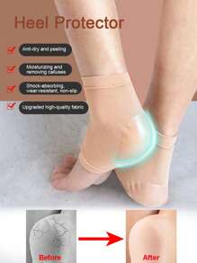 Bảo vệ gót chân, 2 Cái Gel chống khô đàn hồi Gót tay Achilles Gân Pad Vớ Vớ nứt gót chân - Màu be - Xem 1