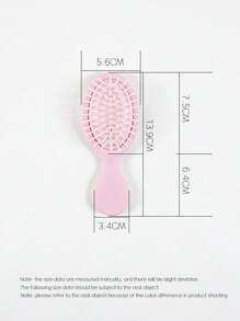 Cushion Hair Brush, 1Pc Plastic Cartoon Cute Daily Mini Fine Teeth Frosted Portable Reusable Durable Detangling Hair Comb,Back To School,Travel Holiday Essentials,Hair Accessories For Women - Pink - View 2