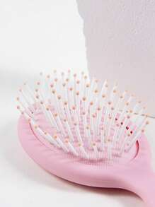 Cushion Hair Brush, 1Pc Plastic Cartoon Cute Daily Mini Fine Teeth Frosted Portable Reusable Durable Detangling Hair Comb,Back To School,Travel Holiday Essentials,Hair Accessories For Women - Pink - View 4