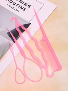 可重複使用頭髮編織工具，1 套休閒粉色腹肌編織工具DIY造型工具套裝尾發工具用於髮型設計 - 粉色 - 查看 1