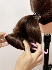 可重複使用頭髮編織工具，1 套休閒粉色腹肌編織工具DIY造型工具套裝尾發工具用於髮型設計 - 粉色 - 查看 2