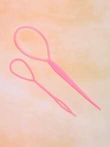 可重複使用頭髮編織工具，1 套休閒粉色腹肌編織工具DIY造型工具套裝尾發工具用於髮型設計 - 粉色 - 查看 4