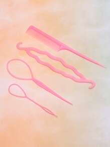 可重複使用頭髮編織工具，1 套休閒粉色腹肌編織工具DIY造型工具套裝尾發工具用於髮型設計 - 粉色 - 查看 7