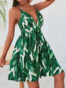 SHEIN VCAY Đầm Lộ Lưng Hội Chữ thập Nhiệt đới Boho - Nhiều màu - Xem 4