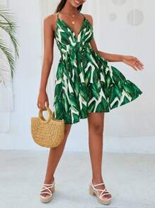 SHEIN VCAY Đầm Lộ Lưng Hội Chữ thập Nhiệt đới Boho - Nhiều màu - Xem 5