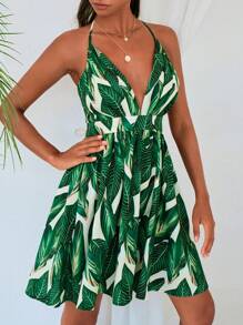 SHEIN VCAY Đầm Lộ Lưng Hội Chữ thập Nhiệt đới Boho - Nhiều màu - Xem 7