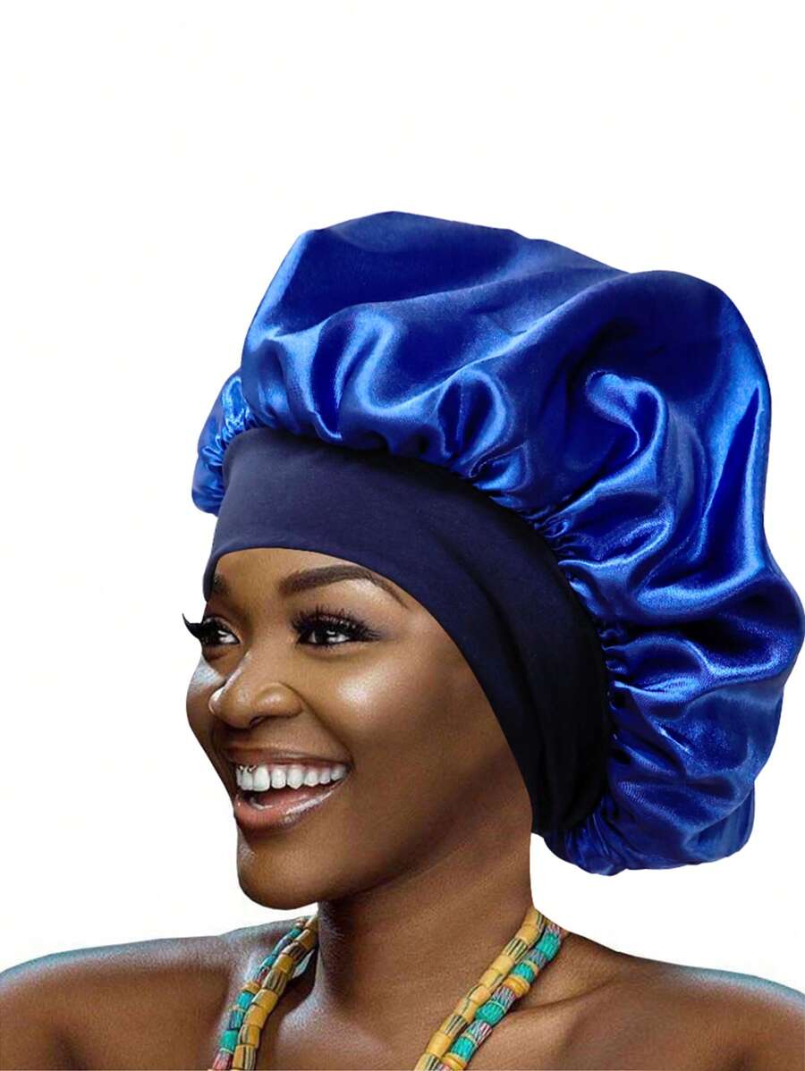 發帽，1入組彈力緞面護髮帽時尚彈力護髮帽緞面洗漱帽