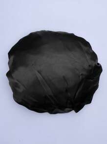 Hair Cap,1Pc Hair Care Sleep Satin Bonnet With Strap Nightcap Hair Care Cap Beauty Salon Hat Chemotherapy Cap Wash Cap - Black - View 6