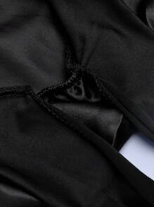 Hair Cap,1Pc Hair Care Sleep Satin Bonnet With Strap Nightcap Hair Care Cap Beauty Salon Hat Chemotherapy Cap Wash Cap - Black - View 7