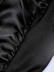 Hair Cap,1Pc Hair Care Sleep Satin Bonnet With Strap Nightcap Hair Care Cap Beauty Salon Hat Chemotherapy Cap Wash Cap - Black - View 12