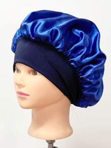 發帽，1入組彈力緞面護髮帽時尚彈力護髮帽緞面洗漱帽