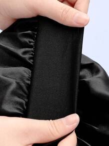 Hair Cap,1Pc Hair Care Sleep Satin Bonnet With Strap Nightcap Hair Care Cap Beauty Salon Hat Chemotherapy Cap Wash Cap - Black - View 13