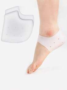 矽膠腳跟套，2入组防干腳跟保護器鰻魚保護套腳襪 - 白色 - 查看 2