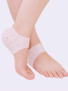 矽膠腳跟套，2入组防干腳跟保護器鰻魚保護套腳襪 - 白色 - 查看 3