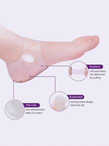 矽膠腳跟套，2入组防干腳跟保護器鰻魚保護套腳襪 - 白色 - 查看 5