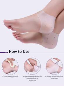 矽膠腳跟套，2入组防干腳跟保護器鰻魚保護套腳襪 - 白色 - 查看 6