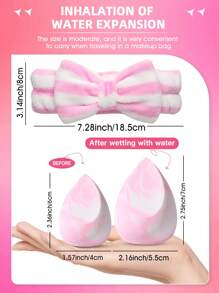 1 件化妆海绵用于面部化妆 + 1 件发带用于固定头发、化妆、便宜、房间装饰、梳妆台、旅行、卧室、化妆配件、粉扑、化妆搅拌器、粉扑、化妆海绵 - 彩色 - 查看 4