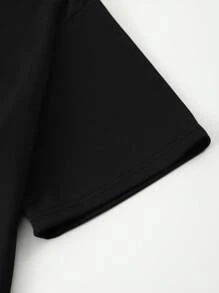 Manfinity Homme Hombres Shorts con camiseta ciervo & con estampado de letra - Blanco y Negro - Ver 4