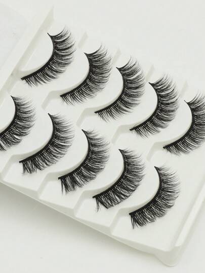 AYRMILLA 5对装自然蓬松柔软3D浓密貂毛假睫毛，纤长多层睫毛，短款浓密假睫毛，适用于婚礼、夜店、日常工作会议等场合的化妆套装，佩戴舒适，妆效自然，手工制作，妩媚动人，拉长眼型，逼真自然，整条假睫毛，持久浓密，热门美妆工具，全套假睫毛，睫毛嫁接套装，条状假睫毛，睫毛，假睫毛，假睫毛