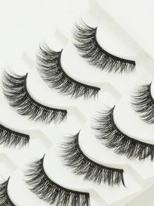 AYRMILLA 5对装自然蓬松柔软3D浓密貂毛假睫毛，纤长多层睫毛，短款浓密假睫毛，适用于婚礼、夜店、日常工作会议等场合的化妆套装，佩戴舒适，妆效自然，手工制作，妩媚动人，拉长眼型，逼真自然，整条假睫毛，持久浓密，热门美妆工具，全套假睫毛，睫毛嫁接套装，条状假睫毛，睫毛，假睫毛，假睫毛 - 黑色 - 查看 5