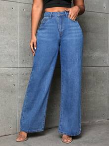 SHEIN SXY 直筒牛仔褲 - 中等水洗藍 - 查看 5