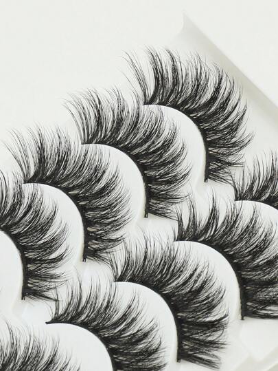 AYRMILLA 5对假睫毛，自然蓬松柔软3D水貂毛假睫毛，超长多层假睫毛，短款浓密假睫毛，散粉状化妆品，适合婚礼、派对、夜店、日常工作、会议等场合。佩戴舒适，手工制作，睫毛末端外扩，拉长眼型，自然逼真，整条假睫毛，持久浓密，热门化妆工具，完整假睫毛套装