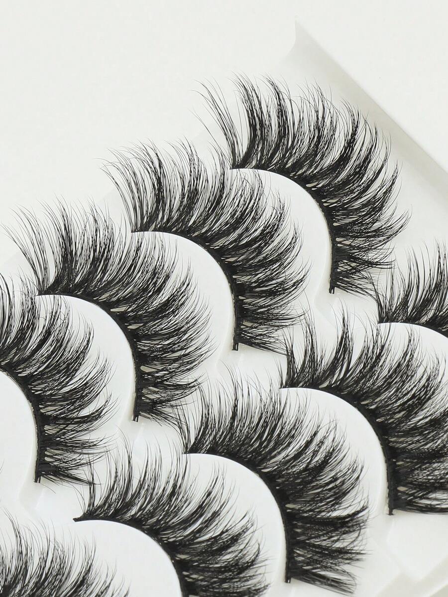 AYRMILLA 5 Pairs False Eyelashes, Natural Fluffy Soft 3D Mink Lashes, Extra Long Multilayer Lashes, Short Thick False Lashes, Loose Makeup Products Suitable For Wedding, Party, Nightclub, Daily Work, Meeting, Etc. Comfortable To Wear, Handmade Lashes, Flared Ends, Elongate Eye Shape, Natural & Realistic, Full Strip Lashes, Long-Lasting & Thick, Popular Makeup Tool, Complete False Eyelash Set - Black - View 1